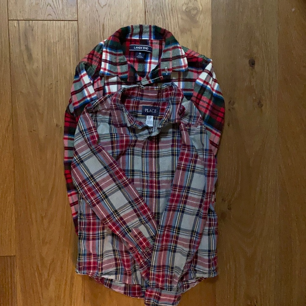Lot of two plaid button down shirts 5/6 landsend and children’s place